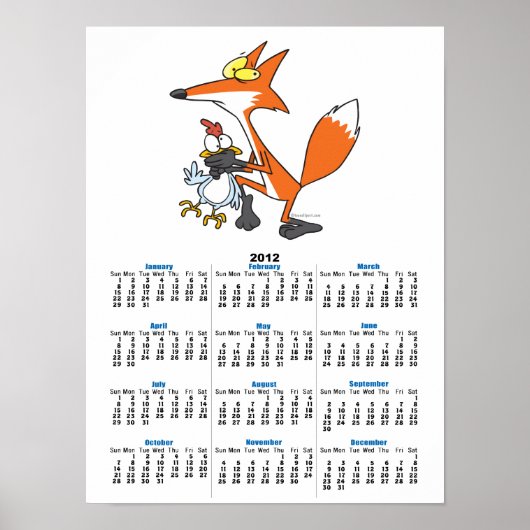 Poster drôle de vol de poulet renard voleur (Devant)