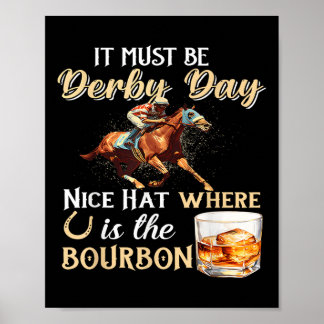 Poster Drôle Derby Day Nice Casquette Bourbon Où Horse Ra