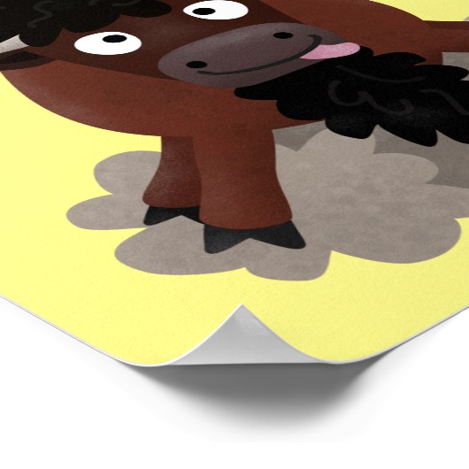 Poster Drôle dessin animé de bison de buffle (Coin)