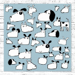 Poster Drôle dessin animé de chien<br><div class="desc">Beaucoup de chiens mignons et drôles en noir et blanc sur un arrière - plan turquoise. Art original de Nic Squirrell.</div>
