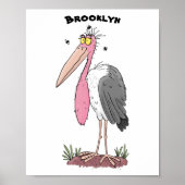 Poster Drôle dessin animé de cigogne en marabou (Devant)