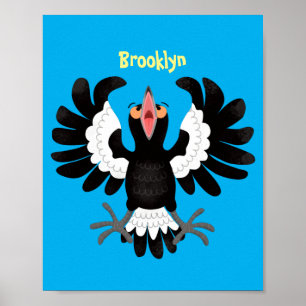 Poster Drôle dessin animé de Magpie australienne
