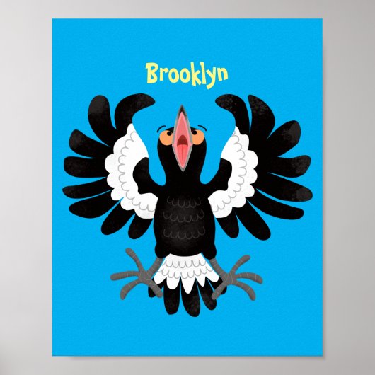 Poster Drôle dessin animé de Magpie australienne (Devant)