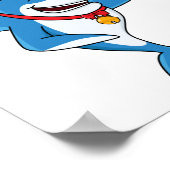 Poster Drôle dessin animé de requin de Noël (Coin)