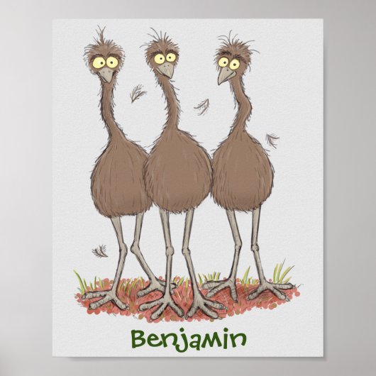 Poster Drôle dessin animé du trio australien emu (Devant)