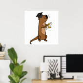 Poster Drôle dessin animé sur l'obtention d'un diplôme de (Bureau à domicile)