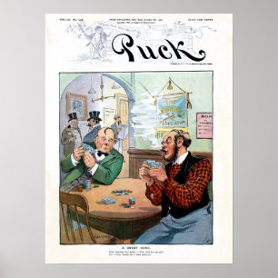 Poster Drôle dessin de poker irlandais vintage de Puck