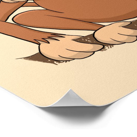 Poster Drôle dessin de singe (Coin)