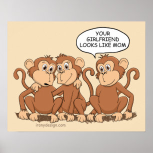 Poster Drôle dessin de singe