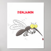 Poster Drôle dessin d'insecte moustique (Devant)