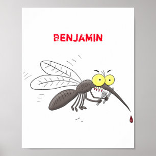 Poster Drôle dessin d'insecte moustique