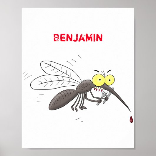 Poster Drôle dessin d'insecte moustique (Devant)