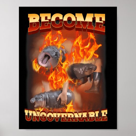 Poster Drôle Devient Ingouvernable Moo Deng Dans Le Ba De (Devant)