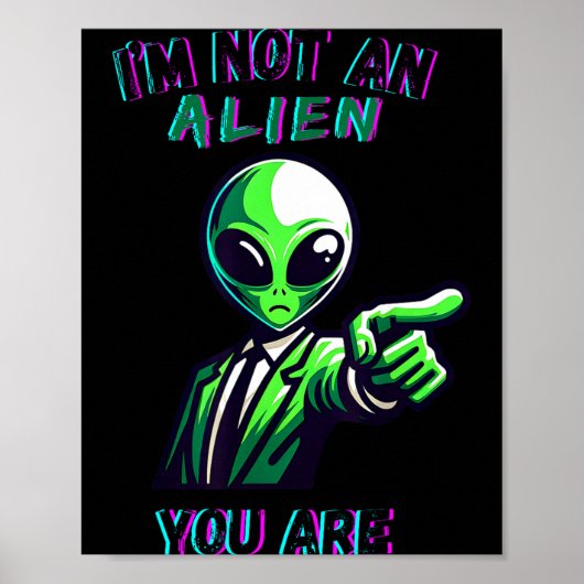 Poster Drôle d'Halloween Je ne suis pas un extraterrestre (Devant)