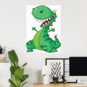 Poster Drôle Dinosaure Dinosaure Roaring T-Rex (Bureau à domicile)