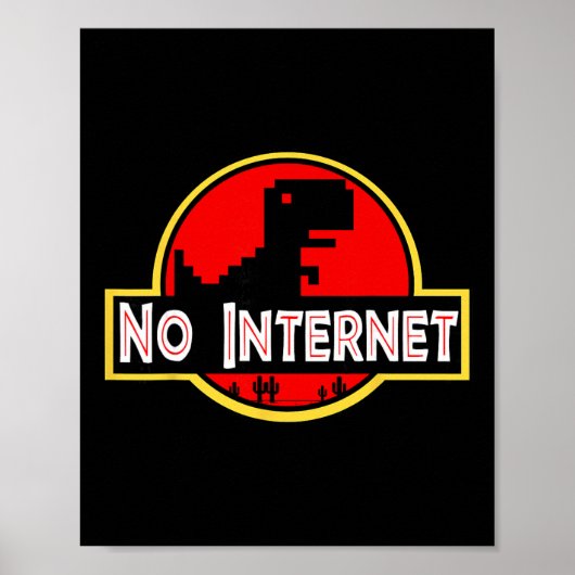 Poster Drôle Dinosaure Nerd Pas d'Internet Informatique (Devant)