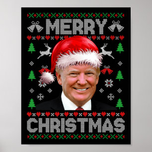 Poster Drôle Donald Trump Joyeux Noël Famille Moche