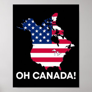 Poster Drôle Donald Trump Oh Canada 51e État États-Unis A