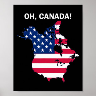 Poster Drôle Donald Trump Oh Canada Drapeau américain amé