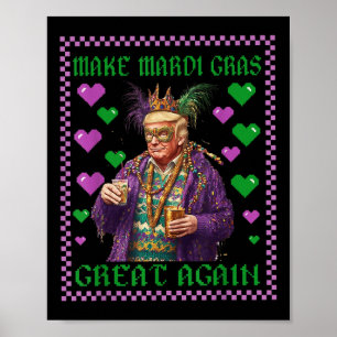 Poster Drôle Donald Trump perles Mardi Gras Festival Fleu