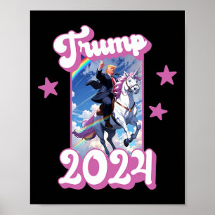 Poster Drôle Donald Trump Qui Dirige Une Unicorne. Trump