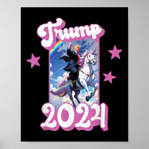 Poster Drôle Donald Trump Qui Dirige Une Unicorne. Trump