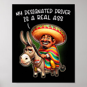 Poster Drôle Donkey Mon Conducteur Désigné Est Un Véritab