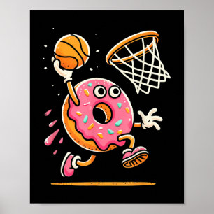 Poster Drôle Donut Dunking Basketball Food Champ Sports D