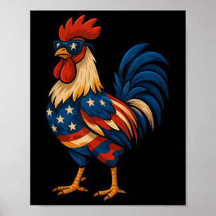 Poster Drôle Drôle Drôle Poulets Usa Patriotique Amant de