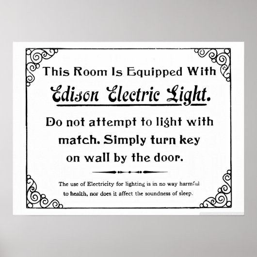 Poster Drôle Edison Electric Light (Devant)