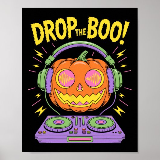 Poster Drôle Edm Dj Halloween Citrouille (Devant)