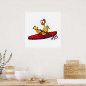 Poster Drôle en caoutchouc Poulet kayak dessin animé (Cuisine)
