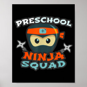 Poster Drôle ÉQUIPE DE NINJA DE L'ÉCOLE MATERNELLE Retour
