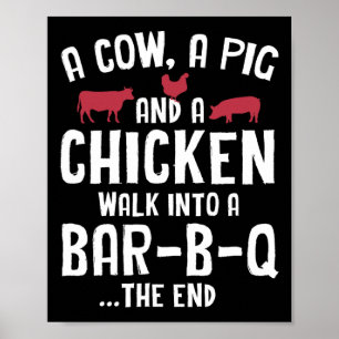 Poster Drôle Fumé Viande Steak Grillade Bar Barbecue