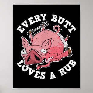 Poster Drôle Fumeur Barbecue Chaque Bouton Aime Un Grilla