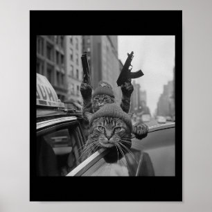 Poster Drôle Gangster Chat Thug Mème Street Lover Chats