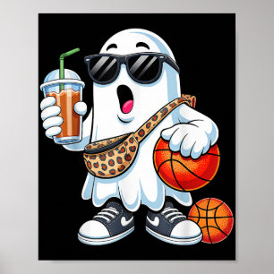 Poster Drôle Ghost Basketball Boo Café Halloween Mens W