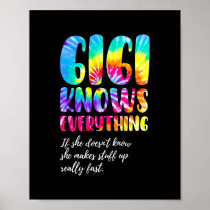 Poster Drôle Gigi Sait Tout Tiedye Fête des Mères