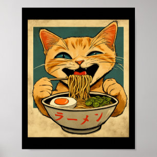 Poster Drôle Ginger Cat Ramen Japonais Kawaii Anime Cat G