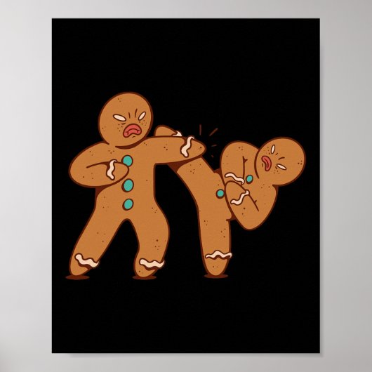 Poster Drôle Gingerbread Man Karate Cookie Drôle Christma (Devant)