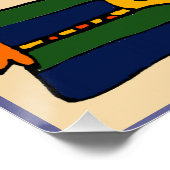 Poster Drôle Giraffe à l'affiche de plage (Coin)