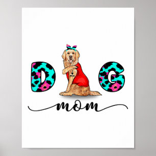 Poster Drôle Golden Retriever Tattoo Je t'aime Chien Mama