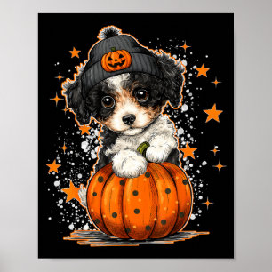 Poster Drôle graphique de chien d'Odle Halloween citrouil