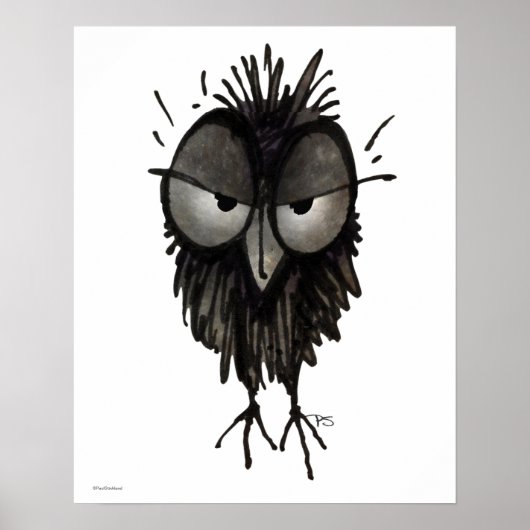 Poster Drôle Grumpy Owl Art (Devant)