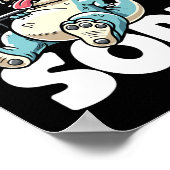 Poster Drôle Gym Entraînement Dinosaure Poids Lifting Gym (Coin)