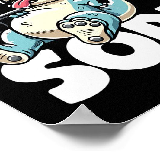 Poster Drôle Gym Entraînement Dinosaure Poids Lifting Gym (Coin)