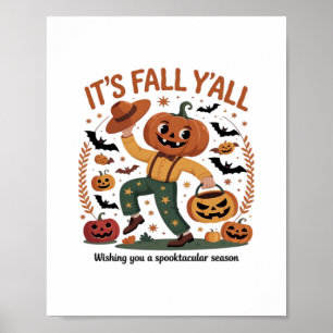 Poster Drôle Halloween automne mignon C’est automne Y’all