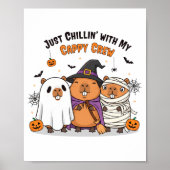 Poster Drôle Halloween Capybara Cute Cappy Crew Wall Art (Devant)
