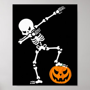 Poster Drôle Halloween Citrouille Dabbing Squelette pour
