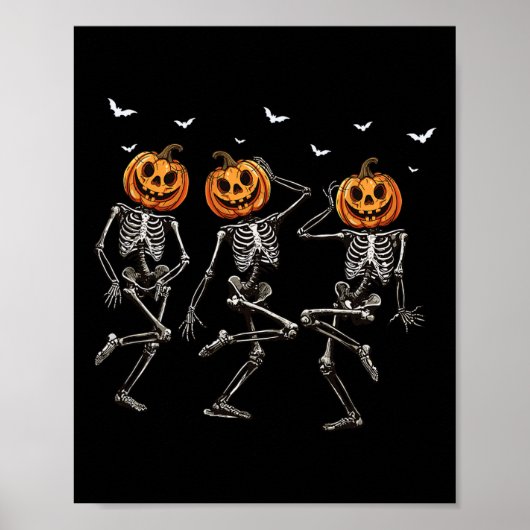 Poster Drôle Halloween Citrouille Danser Skeleton Costume (Devant)